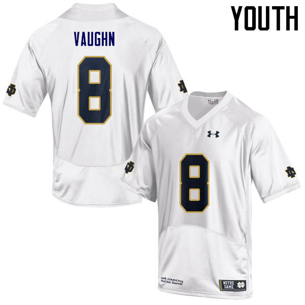 Youth #8 Donte Vaughn Notre Dame Fighting Irish College Football Jerseys Sale-White - Click Image to Close
